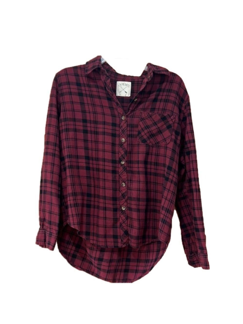 LA Hearts Plaid Button Down Shirt Medium